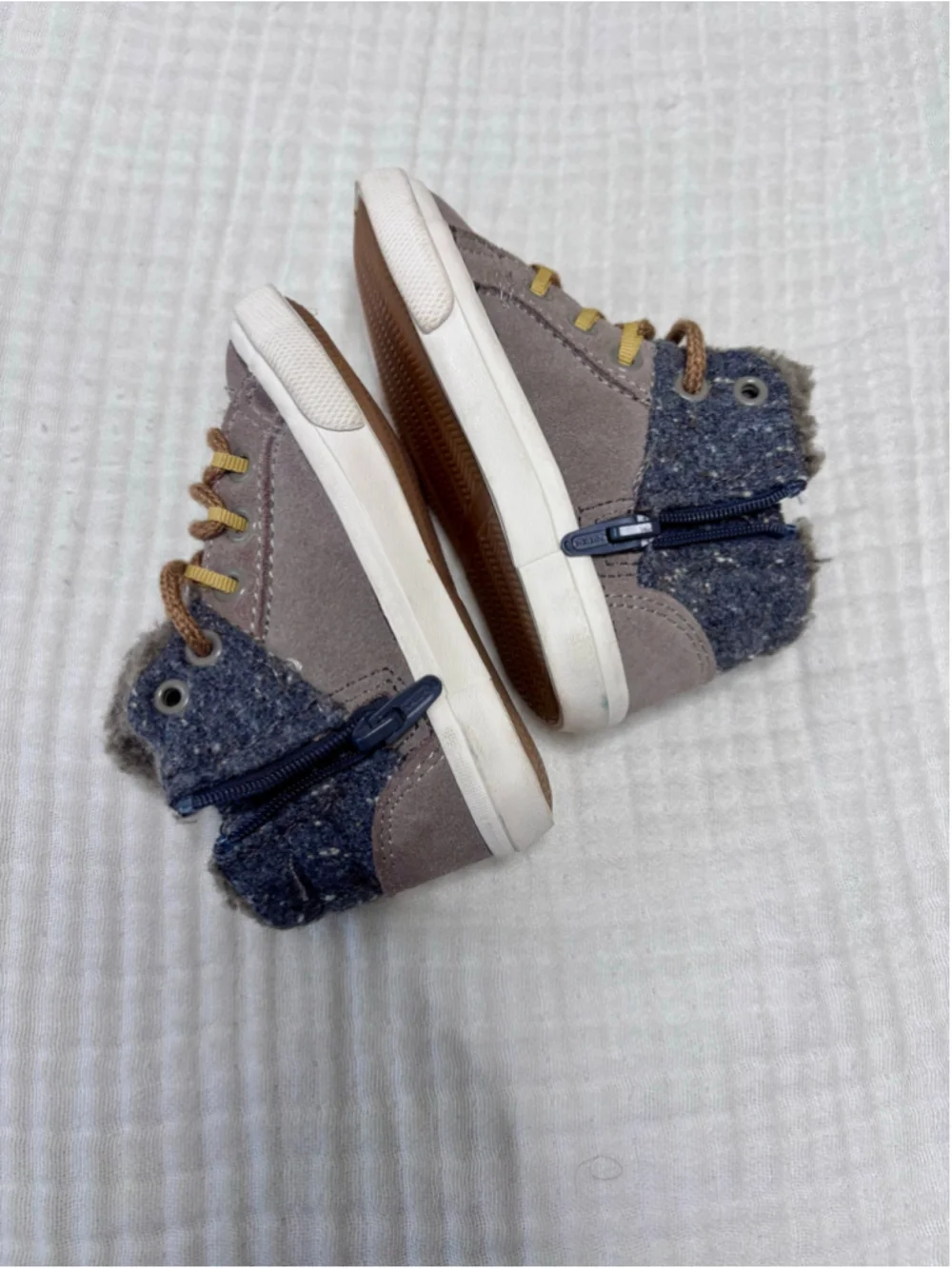 Zara Baby Monster Boots Size 4 EU 20 Brown Grey Faux Fur Lined